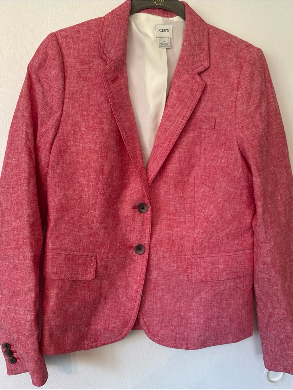 J. Crew Rose-Red Linen Blend Two buttons Blazer Size 6